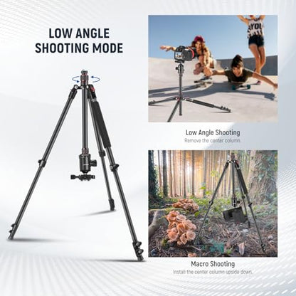 NEEWER 77 Inch Camera Tripod Monopod for DSLR & Phone, Aluminum, TP77 | 360° Panoramic Ball Head, 2 Axis Center Column, Arca Type QR Plate, Bag, Compact Lightweight Travel Tripod, 34lb Max Load - style: Travel Tripod