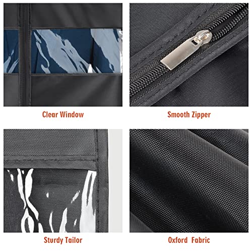 Univivi Garment Bag Suit Bag for Storage and Travel, 43 Inch, Set of 5 | Travel Bag with Zipper and Visible Transparent Window, Oxford Fabrics, Foldable Washable Suit Cover for Jacket, Suits, Coats - size: 24"X43"-5pcs - Oxford