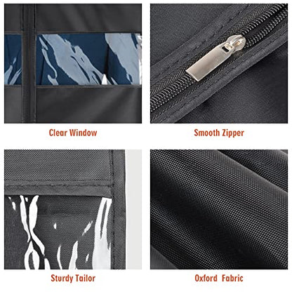 Univivi Garment Bag Suit Bag for Storage and Travel, 43 Inch, Set of 5 | Travel Bag with Zipper and Visible Transparent Window, Oxford Fabrics, Foldable Washable Suit Cover for Jacket, Suits, Coats - size: 24"X43"-5pcs - Oxford