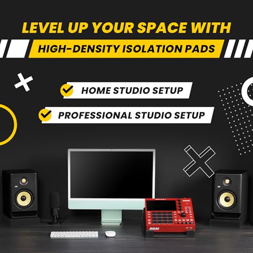 Sound Addicted - Studio Monitor Isolation Pads for 3-4.5 inches Small Speakers, Pair of 2 High Density Dampening Acoustic Stands Foam which Fits Most Bookshelf’s and Desktops | SMPad 4 - size: for 3''-4.5'' Speakers