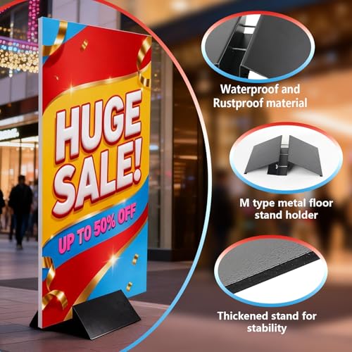 2 Pcs Metal Floor Sign Stand Holder, Fits 12" Wide Signs Board up to 72" - color: 2PCS