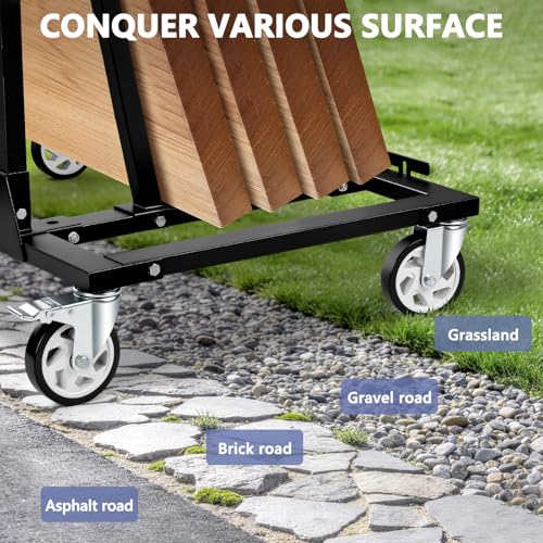 KEDSUM 2200lbs Heavy Duty Drywall Cart with 5" Swivel Casters | Thickened Steel Table Cart with Handle, Panel Dolly for Drywall, Plywood, Lumber, Ideal for Factory, Hotel, Warehouse, Party