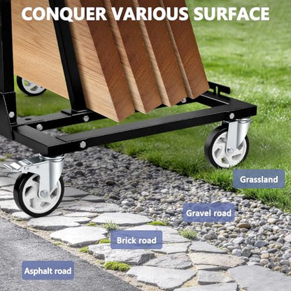 KEDSUM 2200lbs Heavy Duty Drywall Cart with 5" Swivel Casters | Thickened Steel Table Cart with Handle, Panel Dolly for Drywall, Plywood, Lumber, Ideal for Factory, Hotel, Warehouse, Party