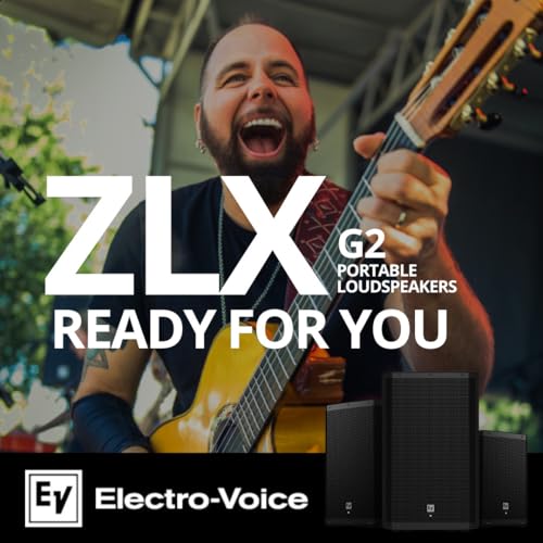 Electro-Voice ZLX-15P-G2 15 Inch 2 Way Powered Loudspeaker Bundle | Includes Focus Pro Audio All-Aluminum Speaker Stand Pack and Focus Pro Audio XLR Male to Female Microphone Cable