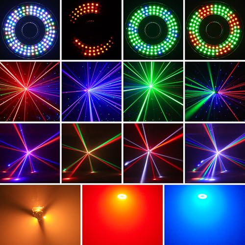 6PCS Moving Head DJ Lights, Infinite 3-Axis Rotation, 7x2° Narrow-Beam LEDs + 108-LED Rotating Halo with 30 Effects, Sound/DMX Control (19/25CH) for Wedding Parties, Bars & Nightclubs - color: 6-pack