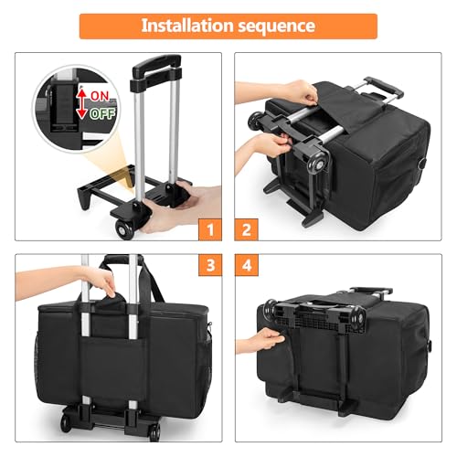 Trunab Rolling DJ Cable File Bag, Travel Gig Bag with Hard Padded Bottom | with Detachable Dividers and Dolly, for Professional DJ Gear, Musical Instrument and Accessories