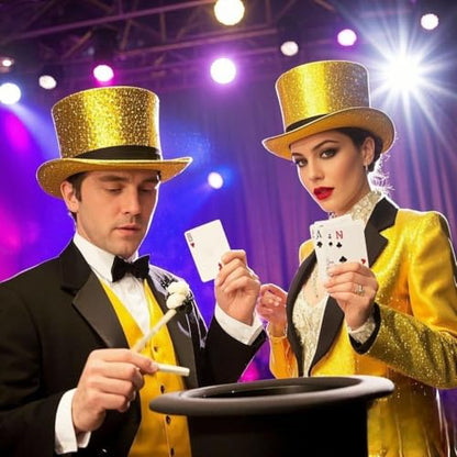 Top Hat for Men Women Adult, Magician Victorian Pilgrim Theatrical Clown Bowler Tailcoat, Cosplay Costume - color: Yellow