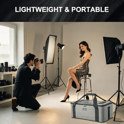 FOMITO Photography Lighting Equipment Bag, Padded Studio Light Carrying Case for Light Stands, Mini Softboxes, LED Lights & Camera Accessories, Adjustable Dividers, Travel Storage Bag 21.2"x12.2"x9.2" - size: S20/21.2"x12.2"x9.2"