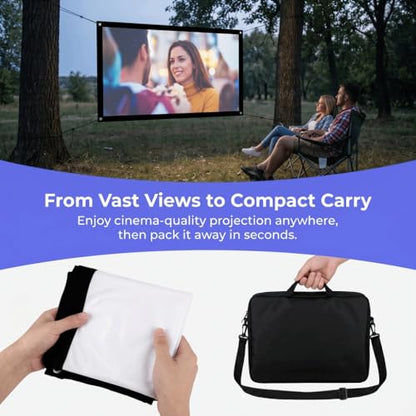 40-120 Inch Portable Projection Screen with Hanging Hooks & Ropes Foldable Non-Crease White Polyester Fabric for Home Theater & Outdoor Camping(72in) - size: 72in