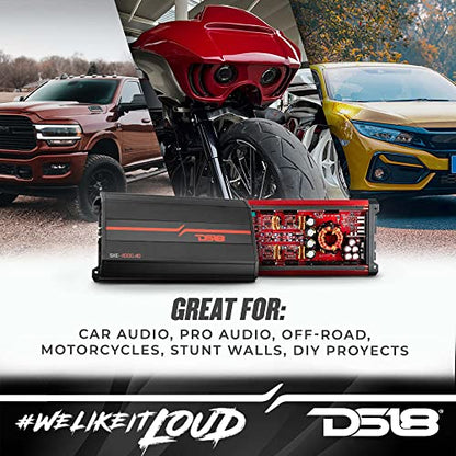 DS18 SXE-4000.4D/BK Car Amplifier Stereo Full-Range Class D 4-Channel 275x4 RMS @4 OHM 4000 Watts - Powerful and Compact Amp for Speakers in Car Audio System - style: SXE-4000.4D/BK