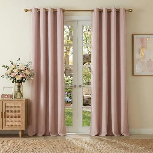 NICETOWN 100% Blackout Dusty Pink Velvet Curtains 90 inch Long for Girls - color: 100% Blackout - Dusty Pink, size: 52"W x 90"L (Pack of 2)