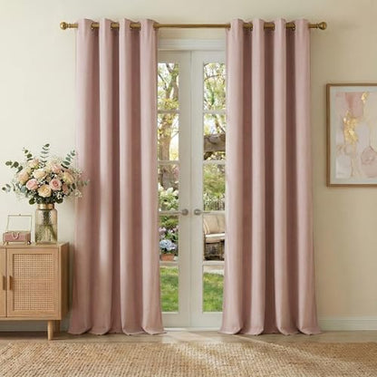NICETOWN 100% Blackout Dusty Pink Velvet Curtains 90 inch Long for Girls - color: 100% Blackout - Dusty Pink, size: 52"W x 90"L (Pack of 2)