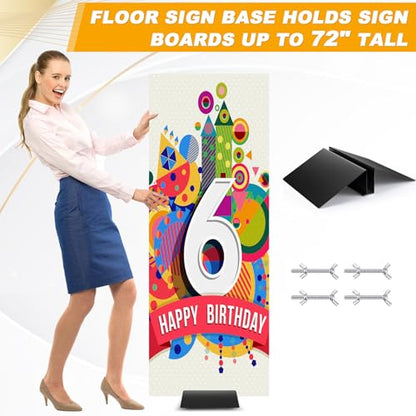 Blulu 1 Pcs 12 Inches Metal Floor Sign Stand Holder M Mount Holder Graphic Floor Standing Display Stand for Composite Foam Board, Acrylic Glass Sign, Base Only - size: 12 inches