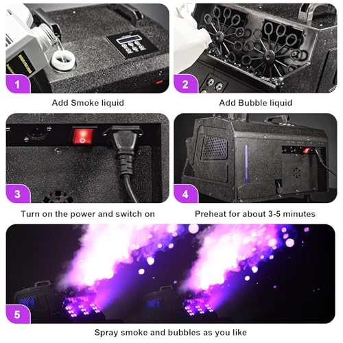 2000W 3 in 1 Fog Bubble Machine with 2 Bubble Fans - color: 1 Pack