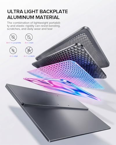 UPERFECT Portable Monitor 4K 60Hz 18.5", 145% sRGB QLED Laptop Monitor | 400 Nits Ultra-Slim Monitor, USB-C & MINI HDMI, VESA & Case, Travel Second Screen for Laptop, Computer, PC, Game Consoles - size: 18.5