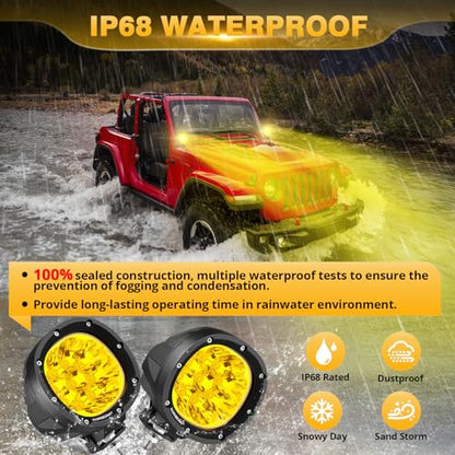 Auxbeam P4 Series 4-Inch Amber LED Offroad Lights Round LED Pods 2-Pack | 90W Powerful Spot Beam, Yellow Fog Lights, Windshield Hood Mount, Auxiliary Light Bar, for Pickup Truck Car Boat Motorcycle - color: P4 Series Amber Offroad Lights