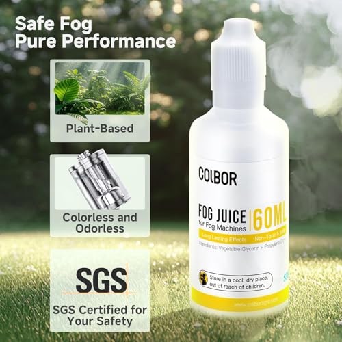 COLBOR CF5 CF3 Fog Machine Liquid, 2.03 fl oz (60ml) Fog Juice Smoke Machine Fluid for Mini Portable Fog Machine compatible with COLBOR Fog Machine (1PCS) - size: Fog Juice 60ml