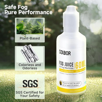 COLBOR CF5 CF3 Fog Machine Liquid, 2.03 fl oz (60ml) Fog Juice Smoke Machine Fluid for Mini Portable Fog Machine compatible with COLBOR Fog Machine (1PCS) - size: Fog Juice 60ml