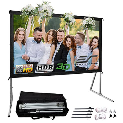Elite Screens Yard Master 2, 90-inch Indoor Outdoor Portable Fast Folding Projector Screen w/ Stand 16:9, 8K 4K Ultra HD 3D Movie Theater Rear Projection , OMS90HR3 -US Based Company 2-YEAR WARRANTY - size: 90-inch, style: 16:9 Aspect Ratio