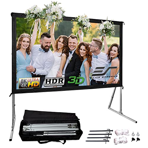 Elite Screens Yard Master 2, 90-inch Indoor Outdoor Portable Fast Folding Projector Screen w/ Stand 16:9, 8K 4K Ultra HD 3D Movie Theater Rear Projection , OMS90HR3 -US Based Company 2-YEAR WARRANTY - size: 90-inch, style: 16:9 Aspect Ratio