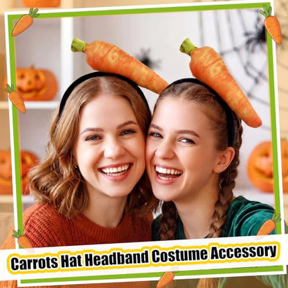 Knitgrip 2 Pcs Pickle Headband Funny Costume Accessories,Carrot | Carrot Hats for Adults Women, Halloween Party Dress Up, Novelty Headwear for Theme Events, Realistic Green Veggie Design - style: Carrot