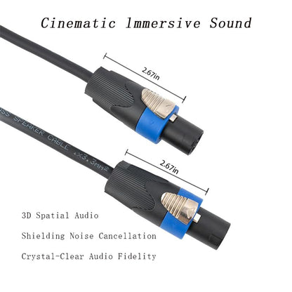 50ft 12AWG Speakon to Speakon Speaker Cable, 100% OFC Pure Copper Audio Cable [NOT CCA] Heavy Duty with Twist Lock for Church, DJ, PA System, Subwoofer & Cabinet - Single