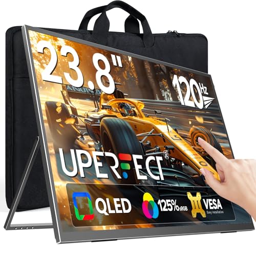 UPERFECT Portable Monitor Touchscreen 24" 120Hz 1080P 125% sRGB 400Nits | Large Gaming Monitor with Kickstand, VESA, Bag, USB-C HDMI External Second Screen for Laptop, PC, Phone, Game Console - size: 23.8"