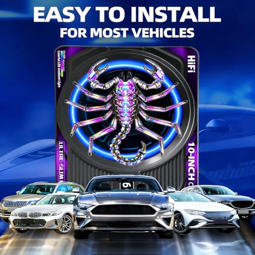 2026 Upgraded 1600W 10" Slim Under Seat Subwoofers with Amp & LED Ambient Lights for Truck/Car - Deep Bass, Individual Controls (LPF/Gain/Bass Boost), High Output Distortion-Free Audio - color: Purple