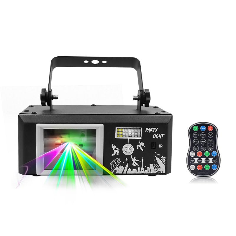Upgraded 6-in-1 DJ Stage Light with Matrix & Prism Effects, 5D Pulse Animation, Remote & DMX Control, Sound Activated, 50 sq ft Coverage for Wedding, Party, Bar, KTV, Disco,Matte Black