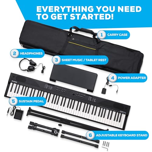 Alesis Recital Play 88-Key Piano Keyboard Bundle | Portable, 480 Voices, Split/Layer Modes, Includes Lessons, Stand, Sustain Pedal, Headphones, Carry Bag, for Beginners - size: 88 keys + accessories, style: Recital Play w/ Accessories