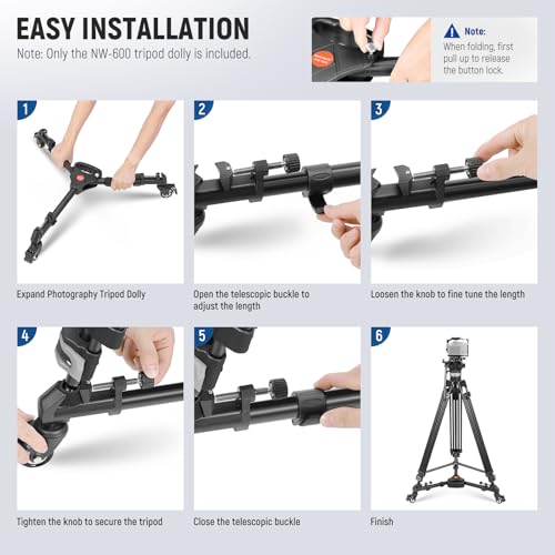 NEEWER Photography Tripod Dolly, Heavy Duty 33 lb Capacity Tripod Wheels | 2 inch Rubber Wheels, Adjustable Leg Mount and Carry Bag for Canon Nikon Sony DSLR Cameras, Camcorder, Photo Video Lighting - style: NW-600 with 2" Wheels
