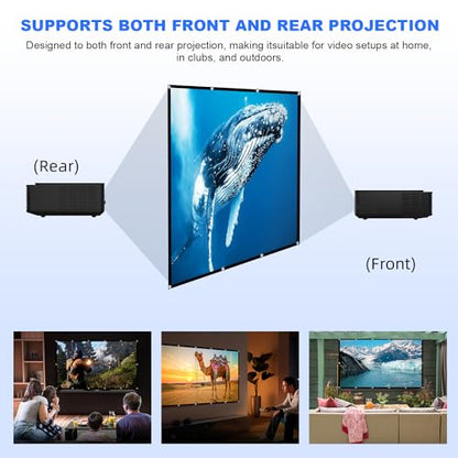 Projector Screen, DUYIKJ 84 inch Foldable Portable Rear Front Projector Screen Indoor Outdoor 4K 16:9 HD Double Sided Projection Movies Screen for Camping Party,Backyard Home Theater