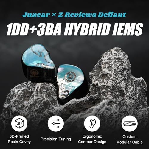 HiFiGo Juzear Defiant Gamefidelity Edition Gaming IEMs, 1DD+3BA Hybrid Driver Wired Earbuds, Noise Isolating in‑Ear Monitors with HD Mic, Swappable 3.5mm/USB‑C for PC/PS5/Switch/Mobile (Blue) - color: Blue