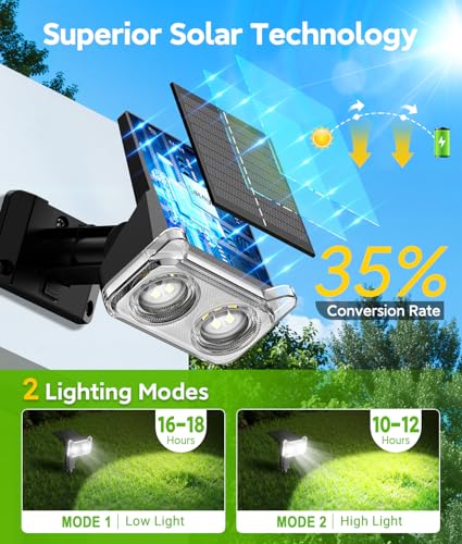 LETMY Solar Lights Outdoor Waterproof IP65, Solar Spot Lights Outdoor With 14 Big LEDs, 2-in-1 Wall Lights & 2 Modes Solar Powered Landscape Spotlights for Garage Pathway Yard Decor Garden Gift 2 Pack - size: 2 PACK
