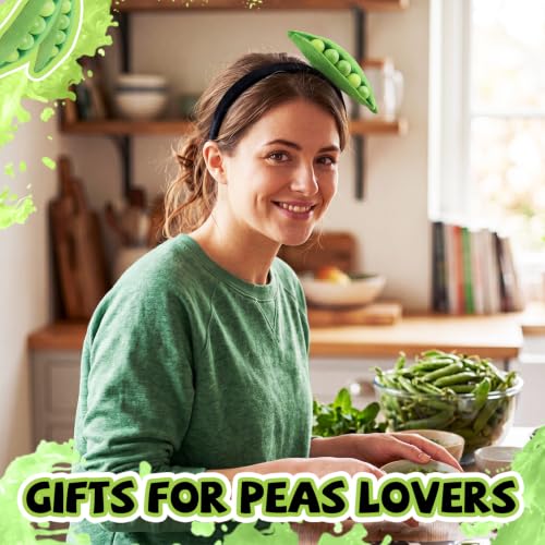 Knitgrip 2 Pcs Pickle Headband Funny Costume Accessories,Peas Green, Black | Peas Hats for Adults Women, Halloween Party Dress Up, Novelty Headwear for Theme Events, Realistic Green Veggie Design - style: Peas