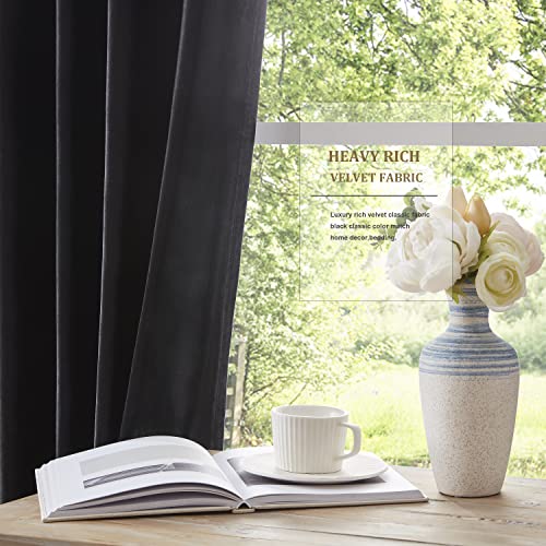 BULBUL Velvet Black Blackout Curtains 90 inch Long for Living Room - color: Black, size: 52"W x 90"L (Pack of 2)