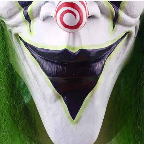 Scary Halloween Clown Mask with Green Hair for Adult Horror Evil Killer Joker Costume Mask