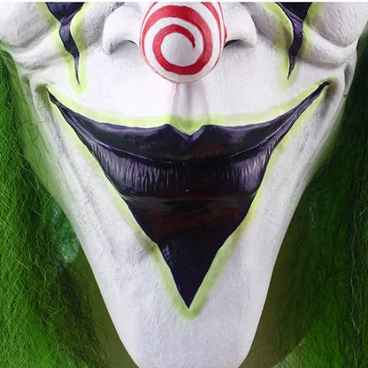 Scary Halloween Clown Mask with Green Hair for Adult Horror Evil Killer Joker Costume Mask