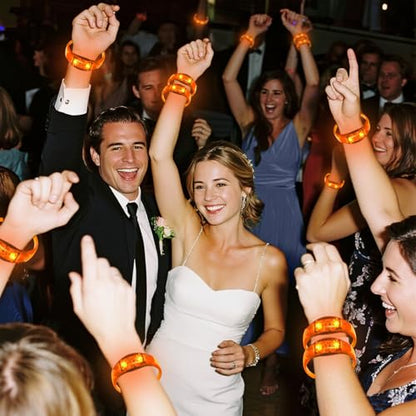 100 Pcs LED Bracelets Sound Activated with Flashing LED Strobe Music Control Light Up Bracelets for Rave, Game Prizes, Birthday Party Favor,Valentine's Day gift - color: Orange