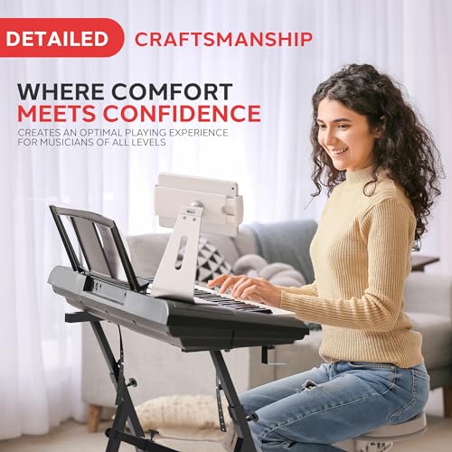 Heavy Duty Folding Keyboard Stand - Sturdy Reinforced Z Design w/ Adjustable Width & Height, Foam Padded Arms, Digital Piano Stand, Fits 54-88 Key Electric Pianos & Used for Travel & Storage - Pyle PKST38 - style: Z Design Keyboard Stand
