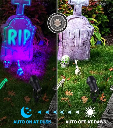 SUNVIE 1 Pack Halloween Spotlights Outdoor Black Light with Photocell Sensor 10W Blacklight Spotlight Waterproof LED Black Light Halloween Spot Lights 120V Purple Spotlight for Glow Party Fluorescent - size: Photocell Sensor-10W-1 Pack