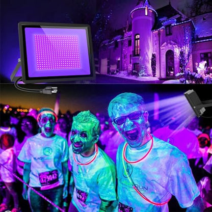 Black Lights 500W LED Black Flood Light with Plug(6ft Cable) for Body Paint, Fluorescent Poster, Neon Glow in The Dark Night - size: 500