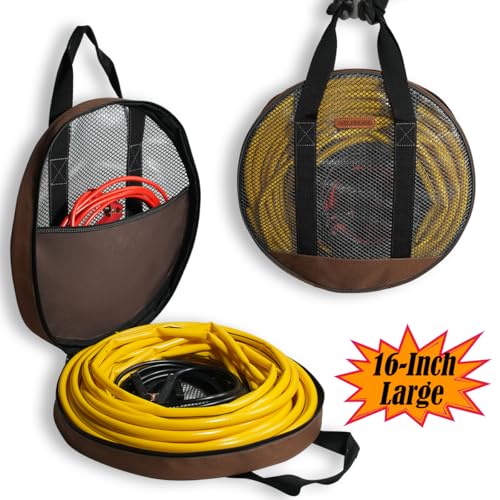 WELKINLAND 16-Inch Jumper Cable Bag, 15L Load & 180° Open Clear Cable Bag | Heavy-Duty Jumper Cable Storage Bag, Full-View Extension Cord Bag, Stay-Organized Hvac Hose Bags
