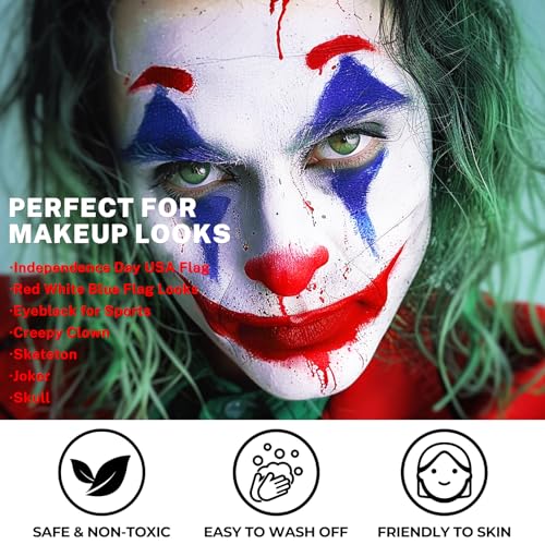 BOBISUKA Red White Blue Face Paint Stick Kit, Eye Black Sticks for Football Baseball Softball Lacrosse American-Flag, Body Paints Makeup Kit for Halloween Cosplay Special Effects Costume SFX - color: Red.Blue,White