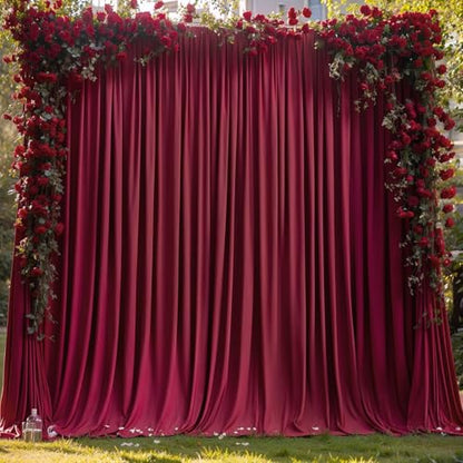 Burgundy Backdrop Curtain 2 Panels-Wrinkle-Free Champagne Curtains Polyester Photography Drapes for Baby Shower Birthday Party Photo Background Backdrop Stand- 8 X10FT (Burgundy) - color: Burgundy, size: W4' x H10'(2 panels)