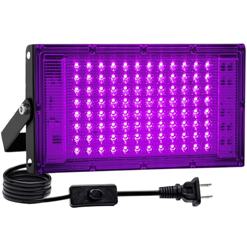 1 Pack 100W Black Light, LED Blacklight with US Plug and Switch, Black Lights for Glow None Party, Halloween,Body Painting,Fluorescent Painting and Tapestry - size: 100W 1PACK