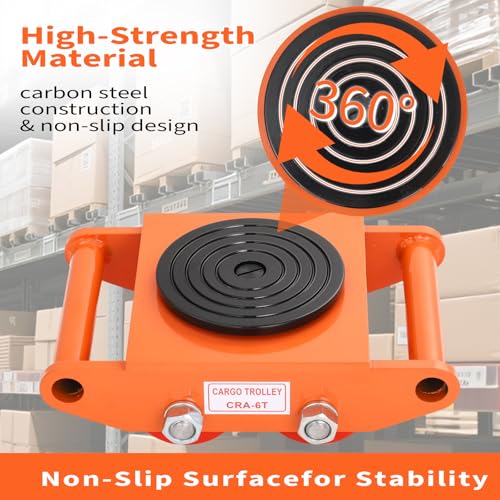 PrecisionAuto Heavy Duty Machinery Mover Skate Dolly – 8 Ton Load-Bearing – 4 Pack – 360° Swivel PU Wheels – Non-Slip Carbon Steel Roller – for Industrial Equipment & Pallets – 8T Load-Bearing - color: 8t/Pu Wheels