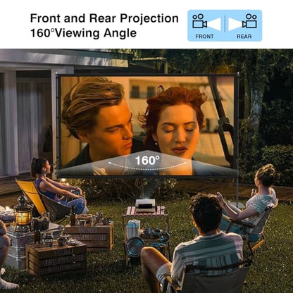 120 Inch Outdoor Projector Screen with Stand, 16:9 4K HD Portable Movie Screen, Lightweight Indoor Outdoor Projector Screen, Wrinkle-Free Screen with Carry Bag for Backyard, Camping, Home Theater
