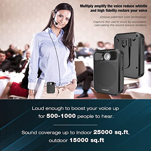 Portable Voice Amplifier, Towevine Rechargeable Microphone for Teachers, Speaker with Headset and Waistband for Classroom, Singing, Coach, Training, Presentation, Tour Guide - color: Black