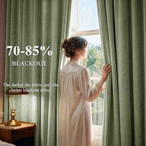 StangH Sage Green Velvet Curtains Farmhouse for Bedroom, W42xL96, 2 Panels - color: Green Series - Sage Green, size: 42"W x 96"L (Pack of 2)
